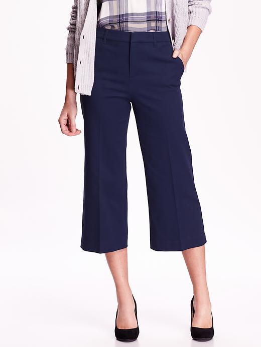 View large product image 1 of 1. High-Rise Wide-Leg Cropped Trousers