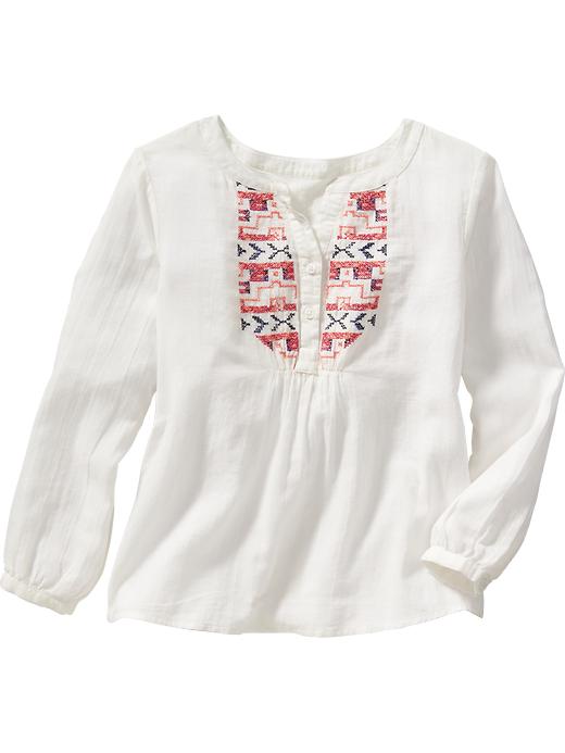 View large product image 1 of 1. Girls Embroidered Boho Top
