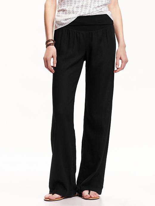 View large product image 1 of 1. Wide-Leg Linen-Blend Pants