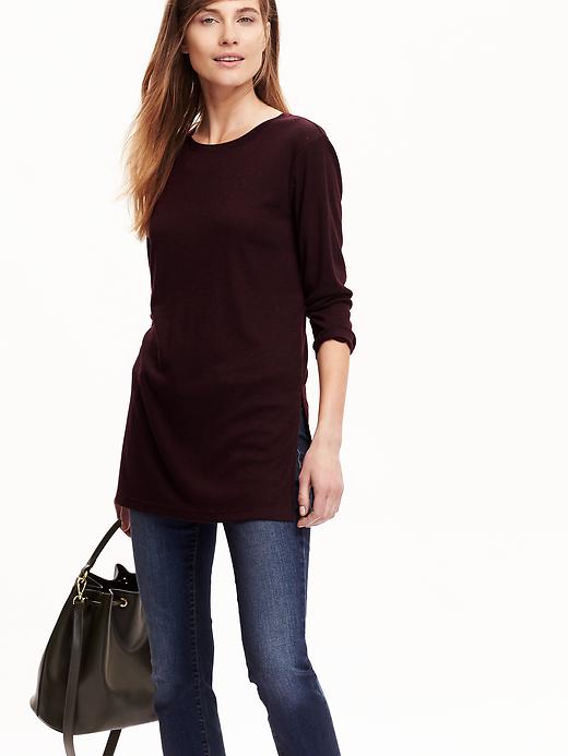 View large product image 1 of 1. Rib-Knit Tunic Tee