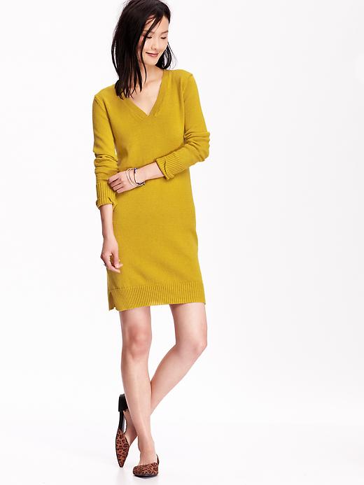 View large product image 1 of 2. V-Neck Sweater Dress