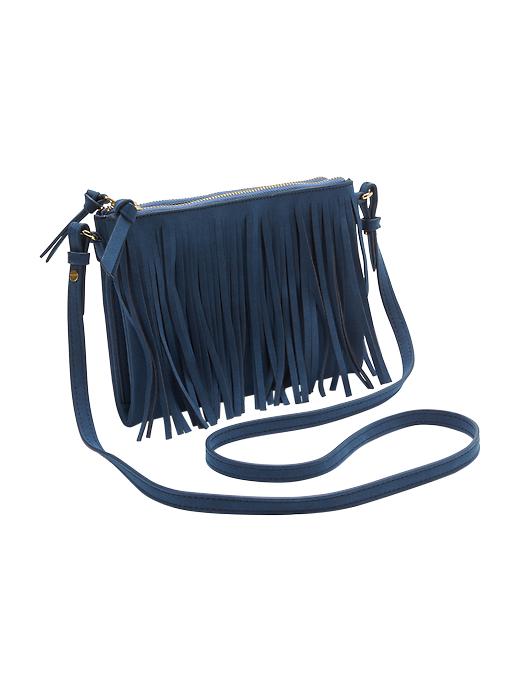 View large product image 1 of 1. Sueded Fringe Crossbody Bag for Women