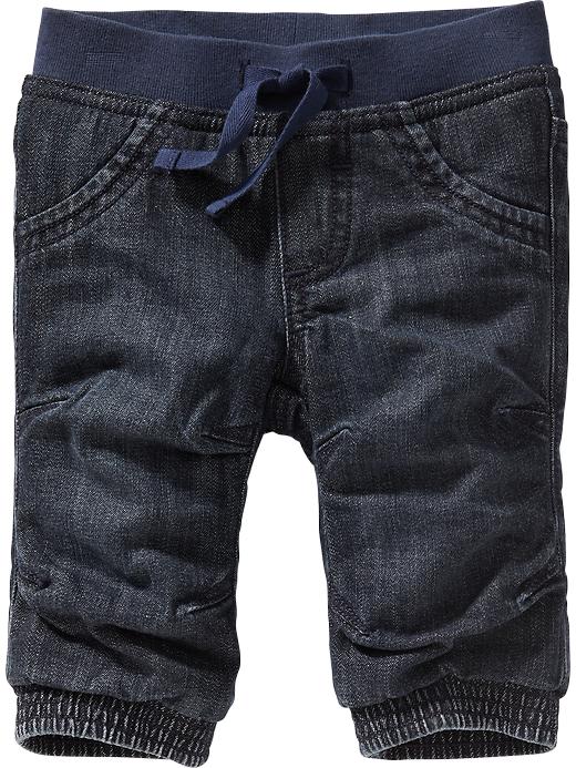 View large product image 1 of 2. Fleece-Lined Denim Joggers for Baby