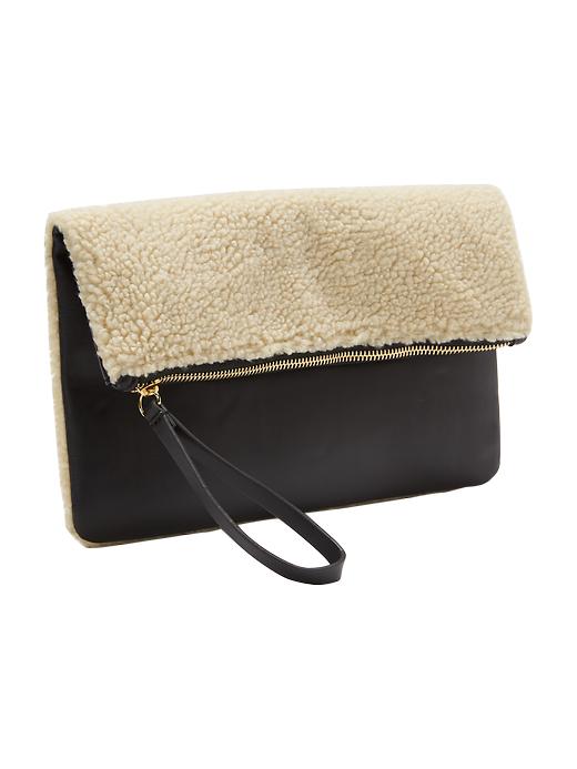 View large product image 1 of 1. Textured Fold-Over Clutch
