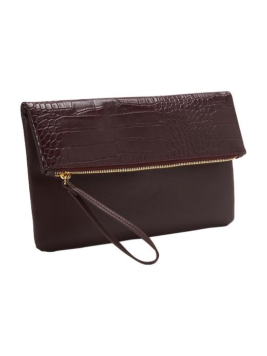 View large product image 1 of 1. Faux-Leather Fold-Over Clutch
