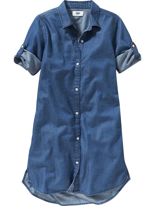 View large product image 1 of 1. Girls Chambray Shirt Dress