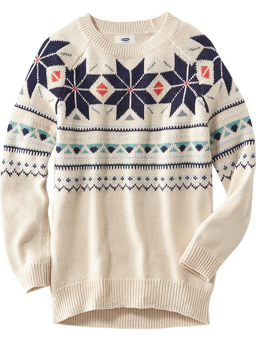 View large product image 1 of 1. Fair Isle Tunic Sweater for Girls