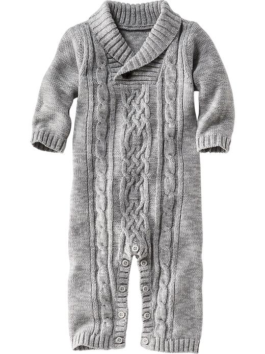 View large product image 1 of 1. Footless Cable-Knit One-Piece for Baby