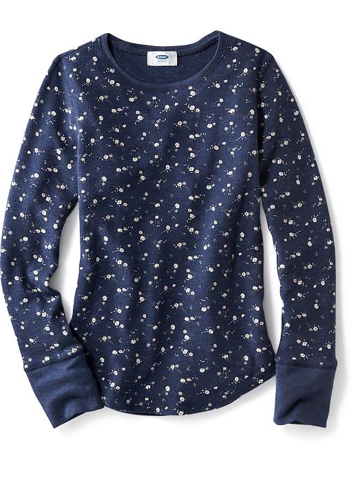 View large product image 1 of 1. Patterned Waffle-Knit Crew-Neck Tee for Girls