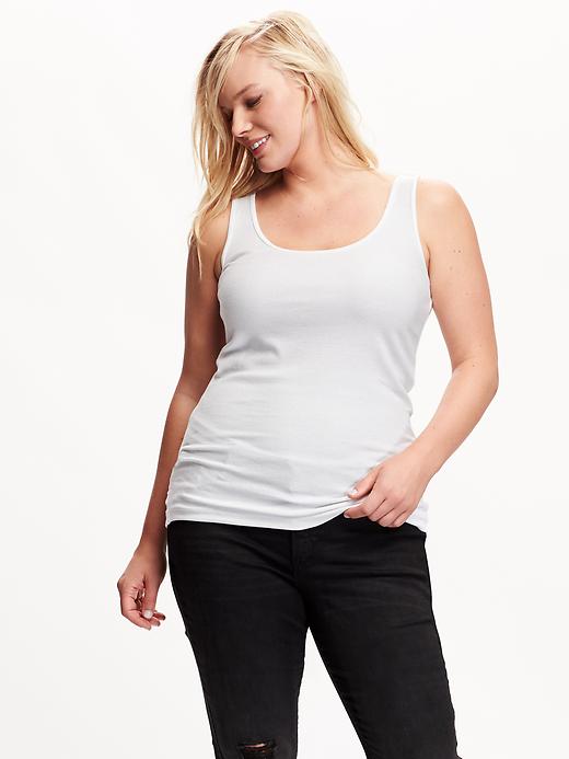 View large product image 1 of 1. Fitted Rib-Knit Plus-Size Layering Tank