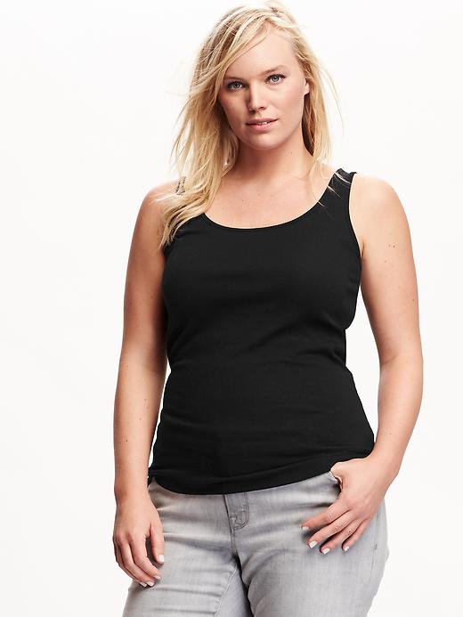 View large product image 1 of 2. Fitted Rib-Knit Plus-Size Layering Tank