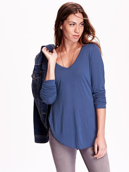 View large product image 1 of 1. Rounded-Hem V-Neck Tee for Women