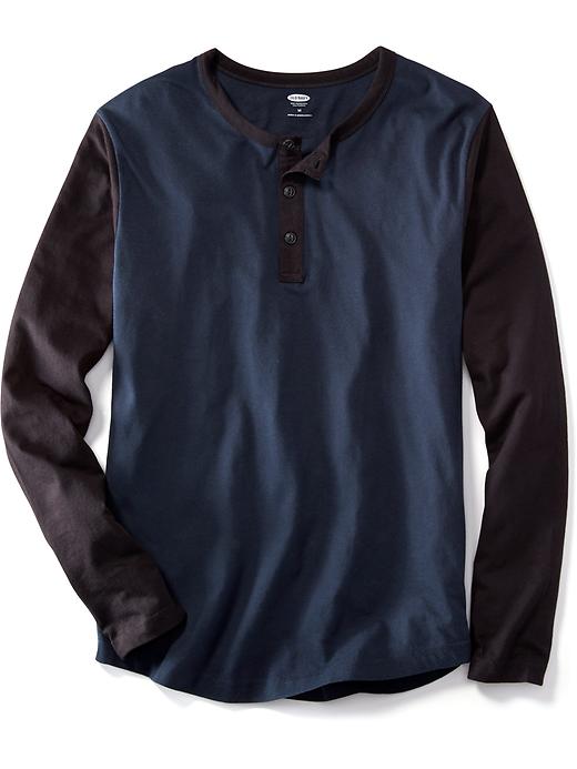 View large product image 1 of 1. Long-Sleeve Colorblock Henley