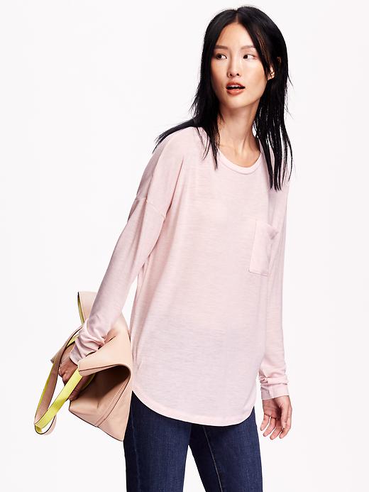 Image number 1 showing, Oversized Rounded-Hem Top for Women