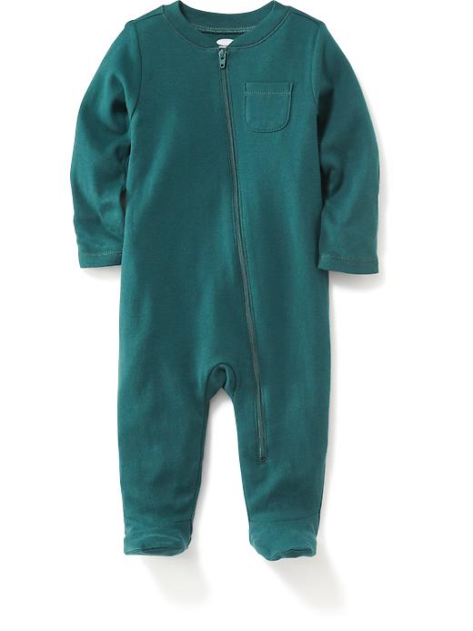 View large product image 1 of 1. Zip-Front Footed One-Piece for Baby