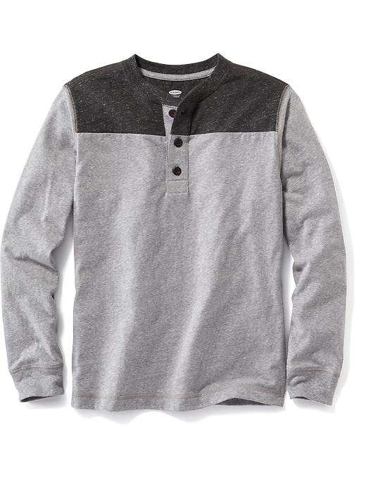 View large product image 1 of 2. Boys Heathered Colorblock Henley