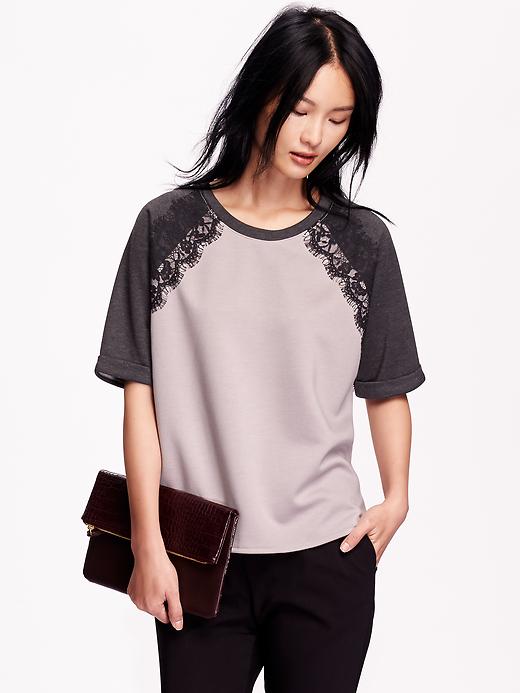 Image number 1 showing, Women's Relaxed Lace-Trim Top