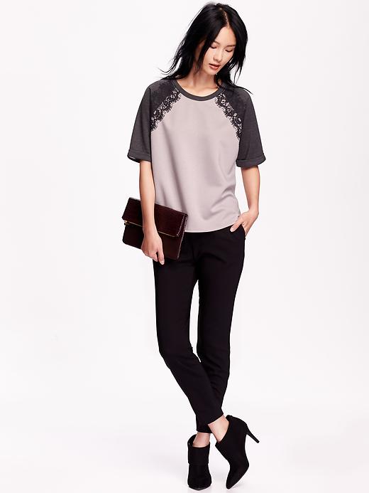 Image number 3 showing, Women's Relaxed Lace-Trim Top