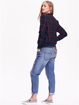 View large product image 2 of 3. Women's Plaid Wool-Blend Bomber Jacket