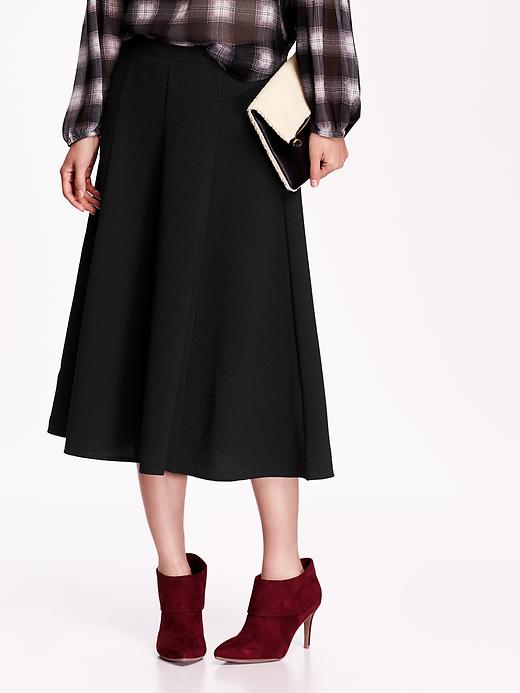 View large product image 1 of 2. High-Rise Fluted Midi Skirt
