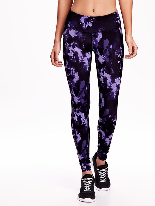 View large product image 1 of 2. Mid-Rise Printed Compression Leggings for Women