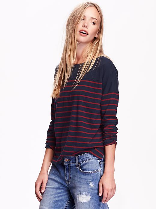 Image number 1 showing, Relaxed Boat-Neck Tee for Women