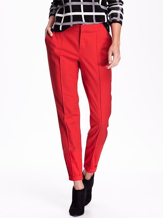 View large product image 1 of 2. Mid-Rise Brushed Twill Trousers