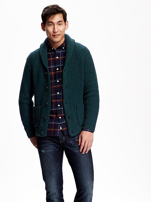 View large product image 1 of 1. Men's Chunky Shawl-Collar Cardigan