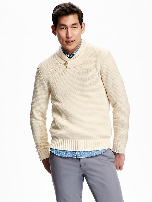Image number 1 showing, Men's Shawl-Collar Pullover Sweater