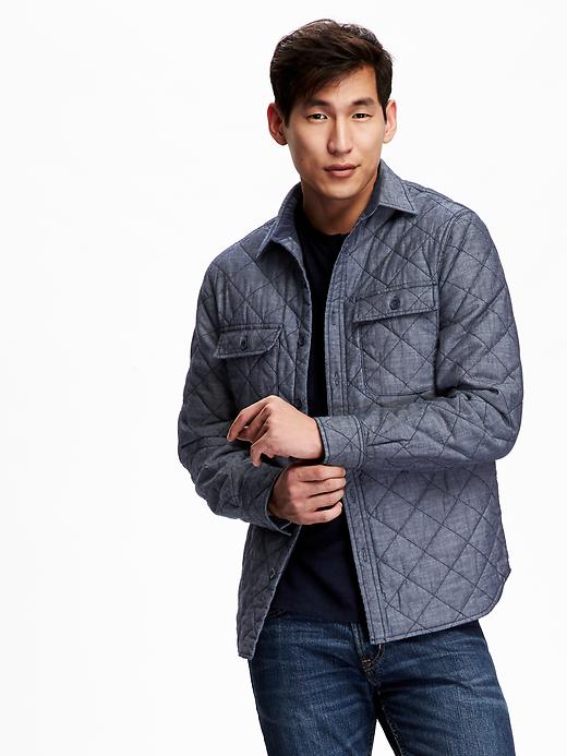 Image number 1 showing, Men's Quilted Chambray Jacket