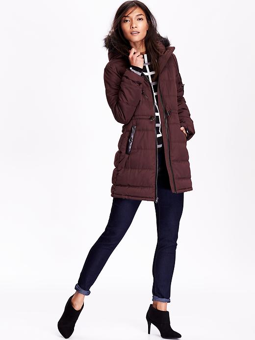 Image number 2 showing, Women's Long Quilted Faux-Fur Trim Jacket