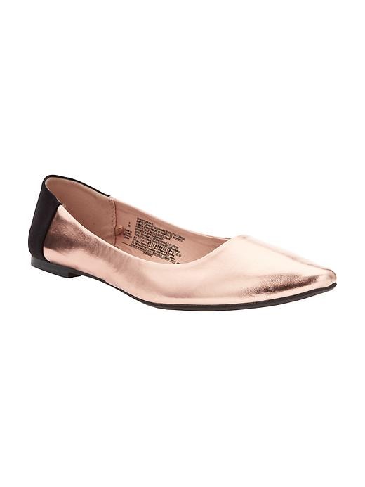 Image number 1 showing, Metallic Pointy Ballet Flats for Women