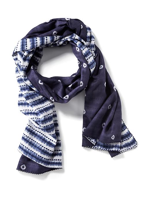 View large product image 1 of 1. Geo Print Scalloped-Edge Scarf