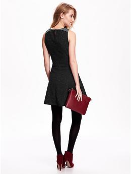 View large product image 2 of 3. Women's Fit & Flare Speckled French Terry Dress