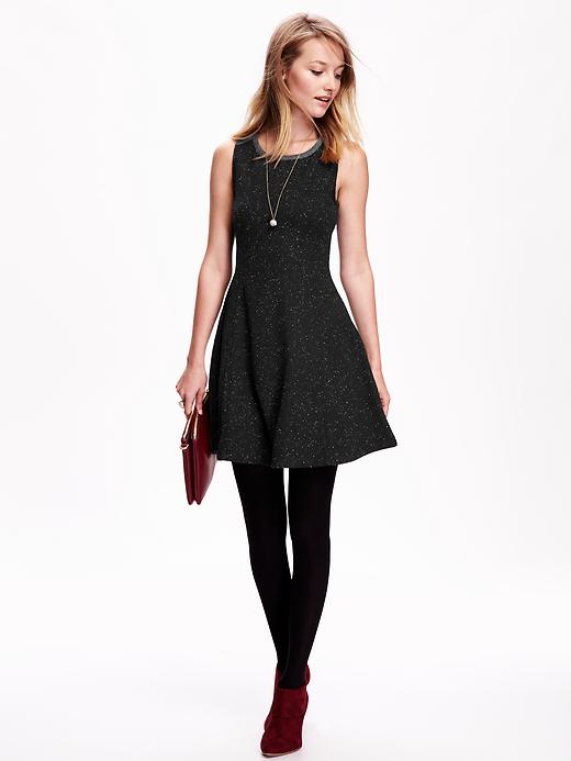 View large product image 1 of 3. Women's Fit & Flare Speckled French Terry Dress