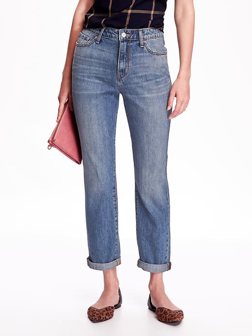 View large product image 1 of 1. High-Rise Vintage Straight Crop Jeans