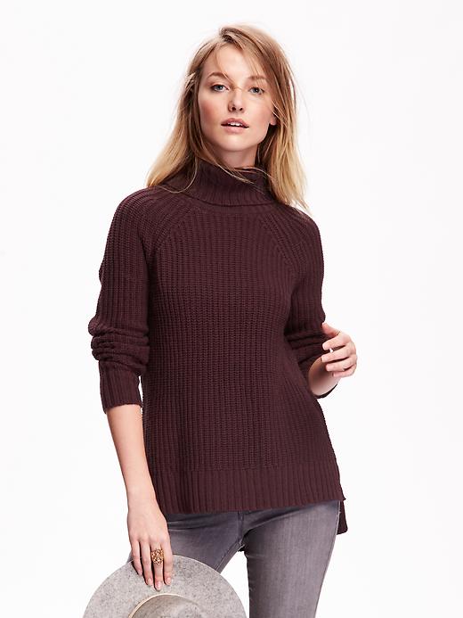 View large product image 1 of 1. Women's Hi-Lo Turtleneck Sweater