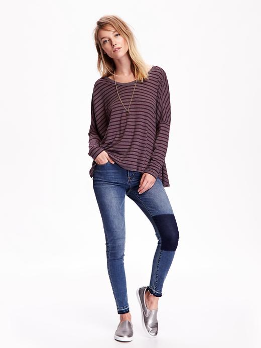 Image number 3 showing, Oversized Ribbed Scoop-Neck Tee