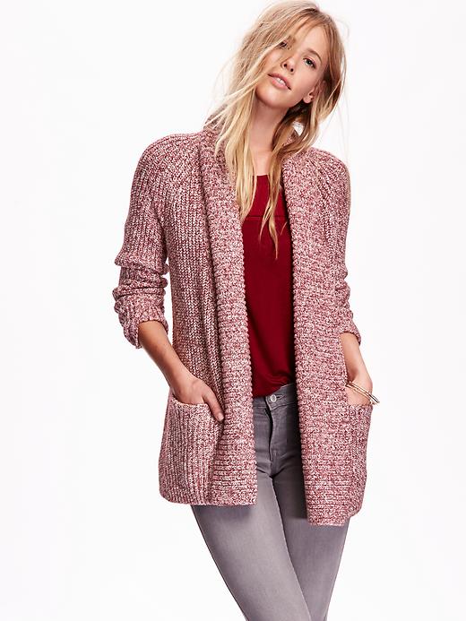 Image number 1 showing, Marled Open-Front Cardigan