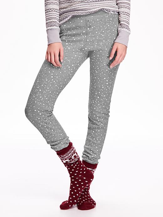 View large product image 1 of 1. Patterned Waffle-Knit Leggings