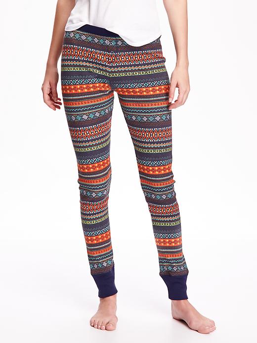 View large product image 1 of 2. Patterned Waffle-Knit Leggings