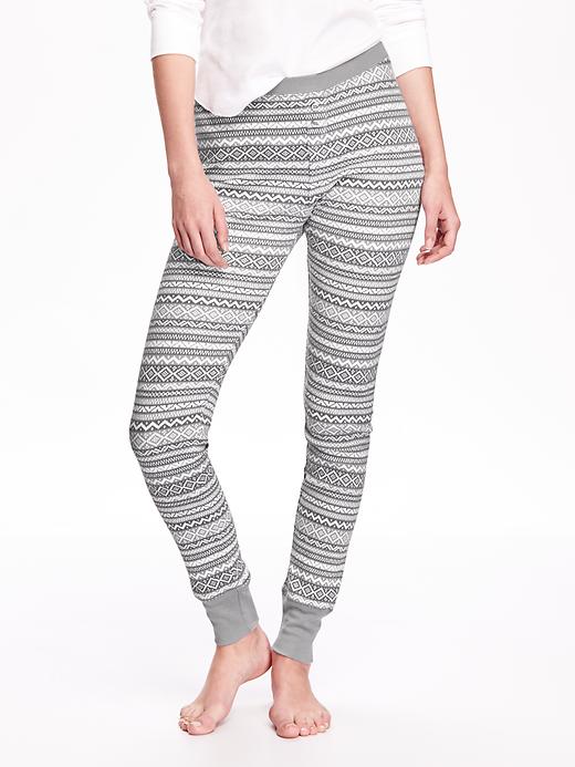 View large product image 1 of 1. Patterned Waffle-Knit Leggings