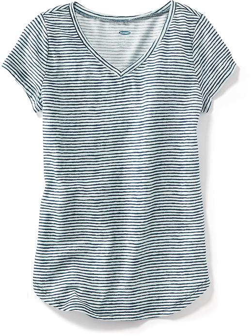View large product image 1 of 1. Striped Rounded-Hem Tee for Girls