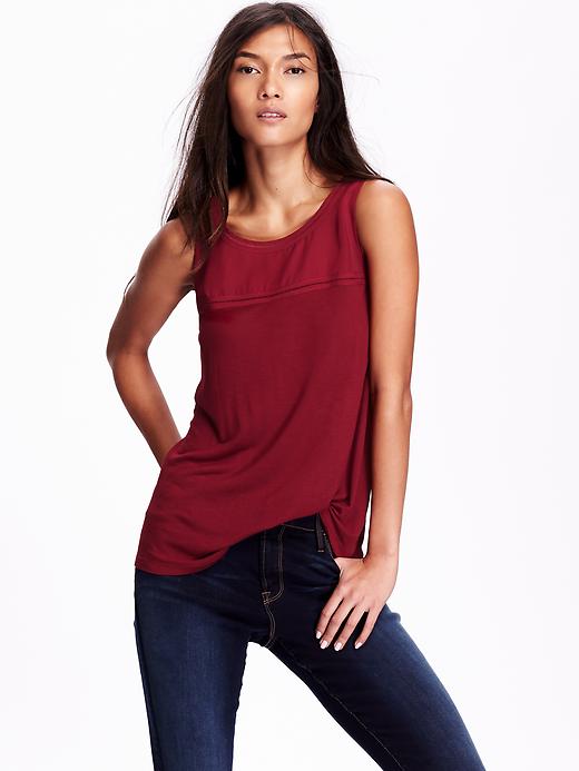 View large product image 1 of 1. Women's Chiffon-Trim Heirloom Tank