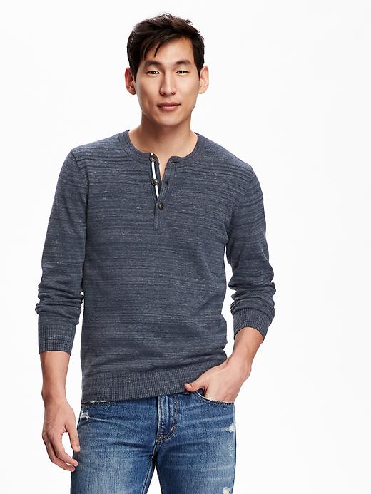View large product image 1 of 1. Heathered Henley Sweater