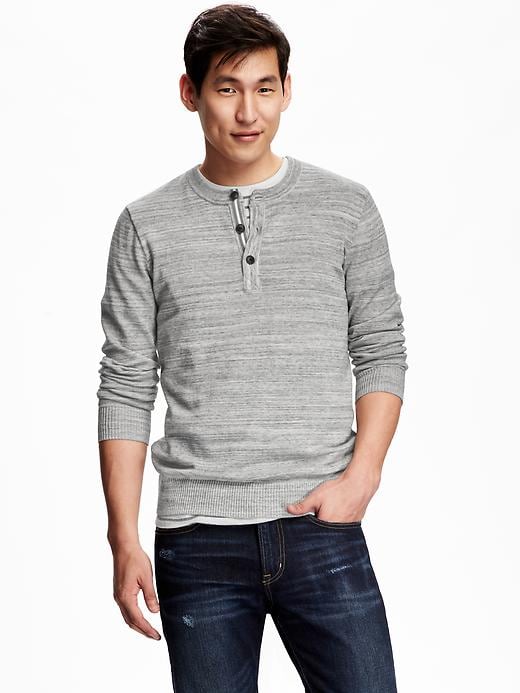 Image number 1 showing, Heathered Henley Sweater