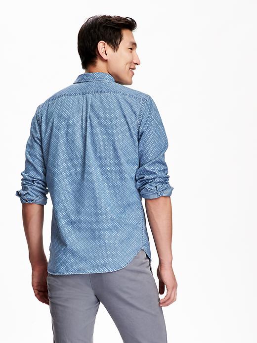 Image number 2 showing, Men's Slim Pin-Dot Chambray Shirt