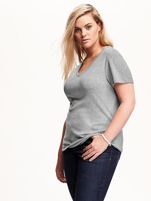 Image number 1 showing, V-Neck Fitted Plus-Size Tee