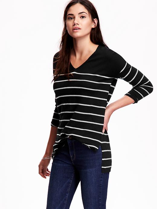 View large product image 1 of 1. Women's V-Neck Tunic Sweater