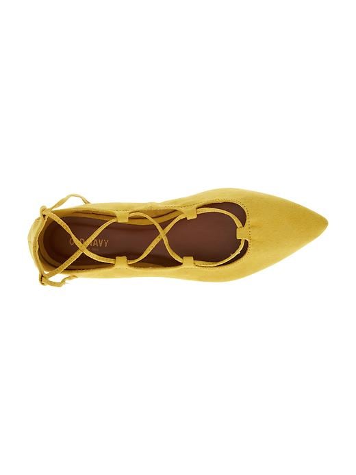 Image number 4 showing, Sueded Lace-Up Pointy Flats for Women